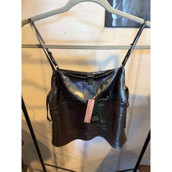 Wild Fable Womens Satin Tank Top Silver XXS Adjustable Straps Side Tie Accent - Picture 1 of 4
